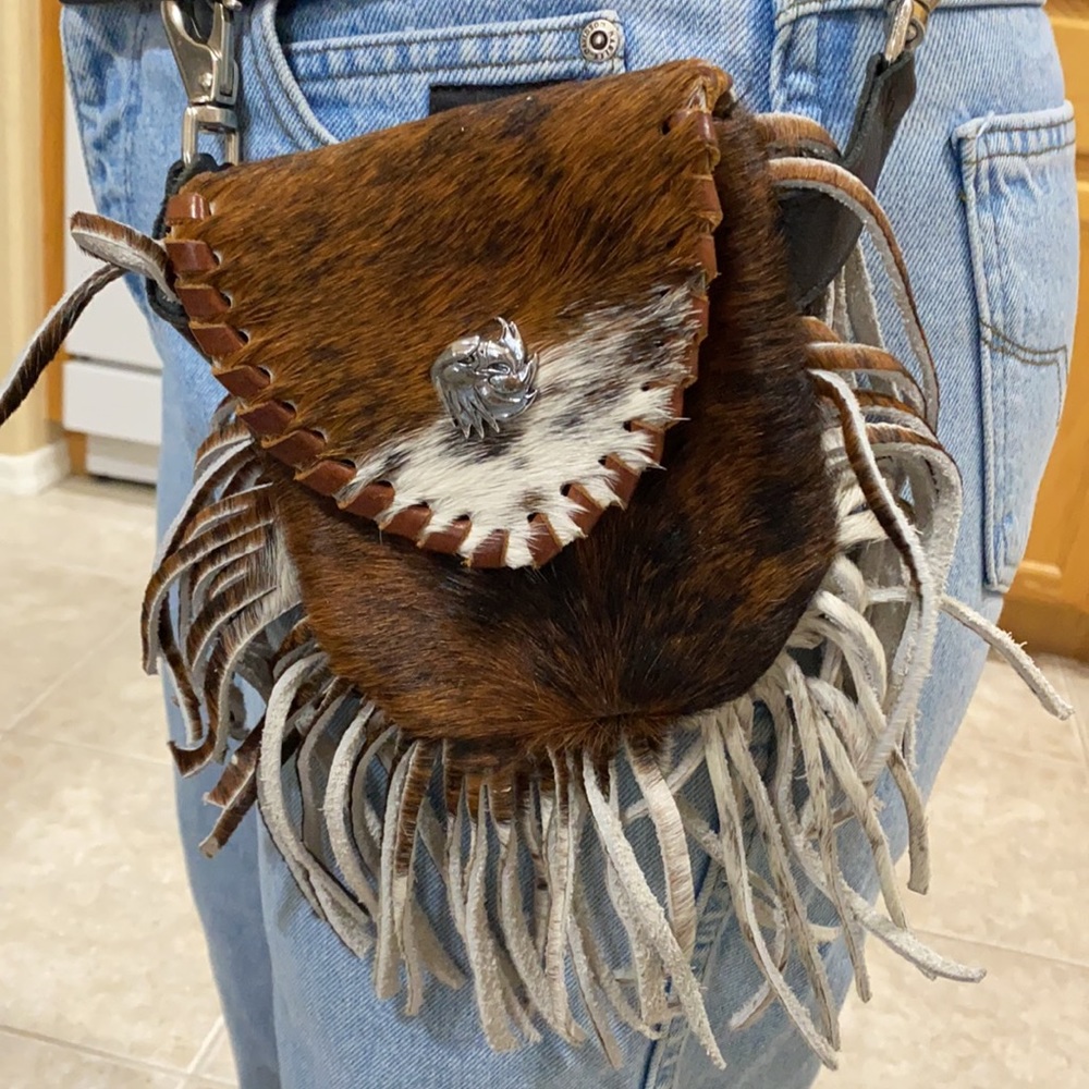 COW PRINT FUR PURSE - Picture 8 of 9